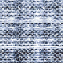 Obraz premium indigo dyed fabric random flecks pattern floral texture. Seamless textile fashion cloth dye resist all over print. Japanese kimono block print. High resolution batik effect mottled swatch.