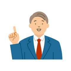 指差しで説明する笑顔のビジネスマン