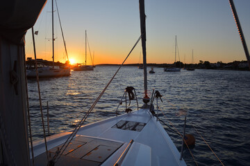 Beautiful colours of Sunset in Dalmatia, Croatia, seen from a sailboat