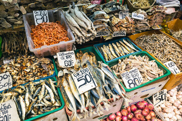Colorful Kandy Municipal Central Market. Dry food, seasonings and other stuff related to food. Sri...