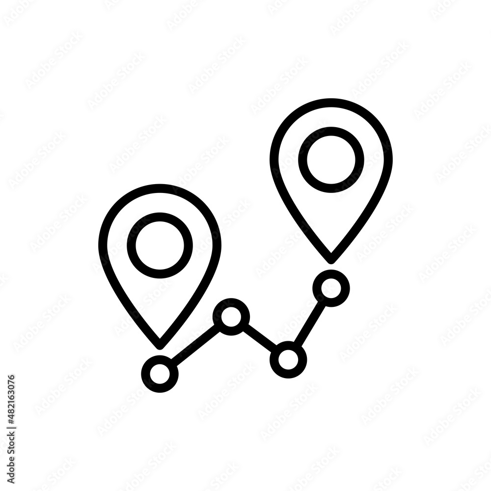 Poster track with pointers at start and at finish. thin line icon. position marker. modern vector illustrat