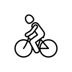 Man on bicycle. Cycling race in triathlon thin line icon. Modern vector illustration.