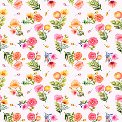 Fototapeta premium hand drawn seamless floral pattern