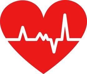 心拍数と赤いハートのイラスト