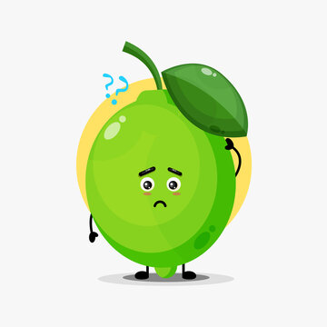 Cute lime character confused