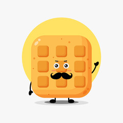Cute waffle character with mustache