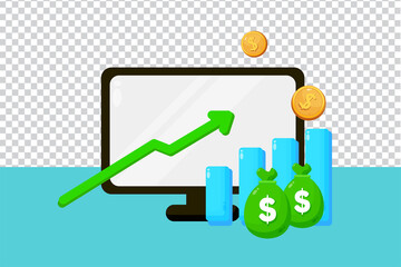 roi concept investment increase people managing financial charts on transparent background