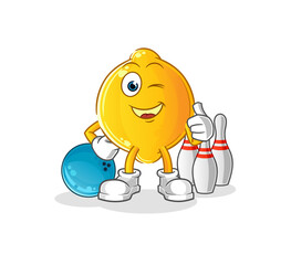 lemon play bowling illustration. character vector