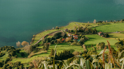 Small Lakeside Town in Sete Cidades, Azores, Portugal