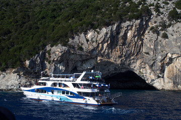 BEAUTIFUL BLUE SEA WILD ROCKS AND BEAUTIFUL CAVES ON THE ISLANDS OF THE IONIAN SEA, PAXOS, AND ANTIPAXOS IN  - 482166207