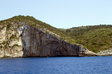BEAUTIFUL BLUE SEA WILD ROCKS AND BEAUTIFUL CAVES ON THE ISLANDS OF THE IONIAN SEA, PAXOS, AND ANTIPAXOS IN  - 482166238
