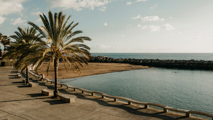 Small atlantic beach in coastal Village Calheta, Madeira, Portugal
