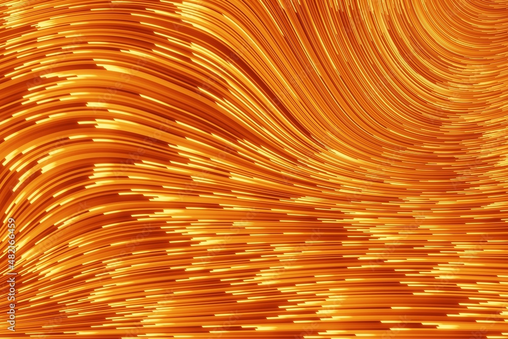 Poster abstract 3d visualization of a geometric low-poly golden surface.3d rendering illustration. sci-fi c