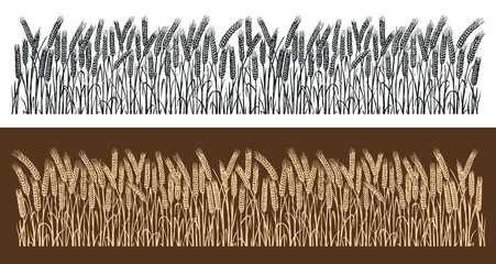 Ears of wheat horizontal seamless pattern. Sketch vector illustration © ~ Bitter ~