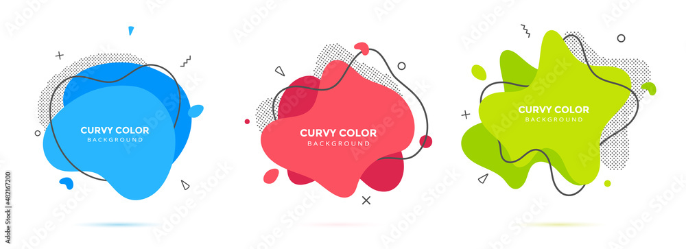 Poster modern liquid irregular amoeba blob shape abstract elements graphic flat style design fluid vector i