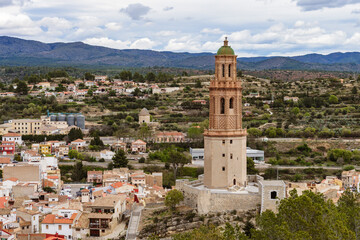 Fototapeta na wymiar View of Jerica in Castellon province, Comunitat Valenciana and its massive bell tower