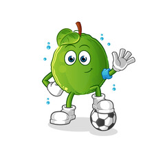 guava playing soccer illustration. character vector