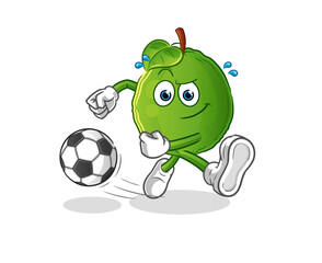guava kicking the ball cartoon. cartoon mascot vector