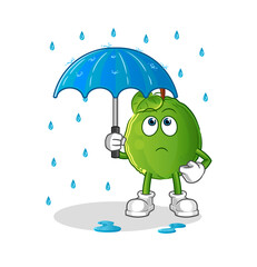 guava holding an umbrella illustration. character vector
