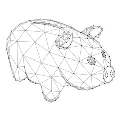 Piggy Bank from abstract futuristic polygonal black lines and dots. Vector illustration.