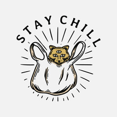 vintage illustration of a cat in a plastic bag