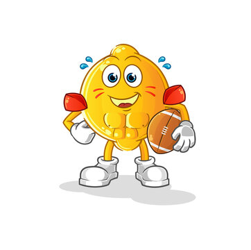 lemon playing rugby character. cartoon mascot vector