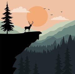 silhouette of a deer in the forest