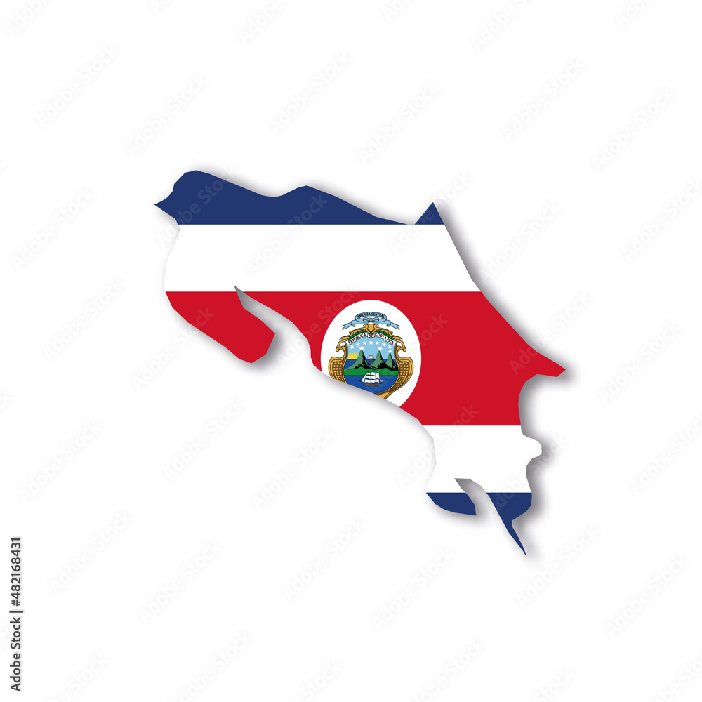 Canvas Prints Costa Rica national flag in a shape of country map - Canvas Prints