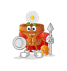 flower pot spartan character. cartoon mascot vector