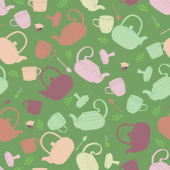 Teapot party seamless pattern. perfect for fabric, wrapping paper, wallpaper, scrapbooking, kitchen, background projects