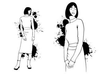 fashion illustration of stylish woman in trendy closing