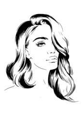 beautiful woman with wavy bob hairstyle