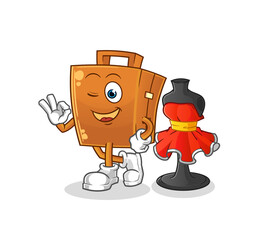 suitcase fashion designer vector. cartoon character