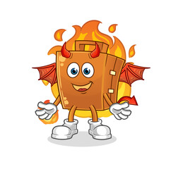 suitcase demon with wings character. cartoon mascot vector