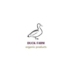 Duck black silhouette for logo design, butcher shop, farmer market, meat related theme