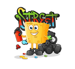 cheese graffiti artist vector. cartoon character