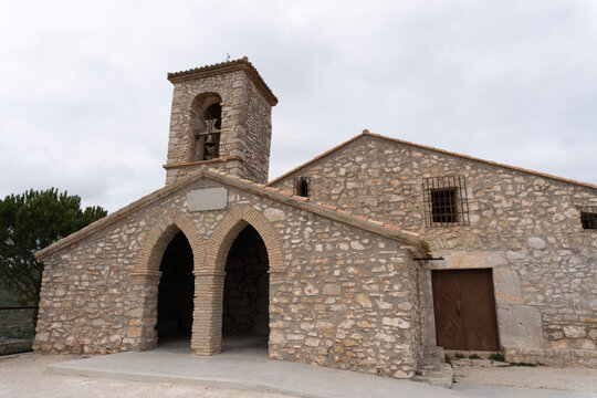 Hermitage of Sant Esteve, from the 17th century, in Ontinyent (Valencia, Spain), on a cloudy day.