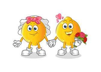 lemon wedding cartoon. cartoon mascot vector