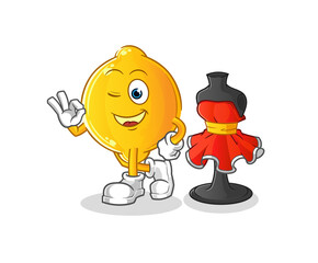 lemon fashion designer vector. cartoon character