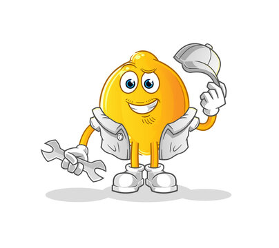 lemon mechanic cartoon. cartoon mascot vector