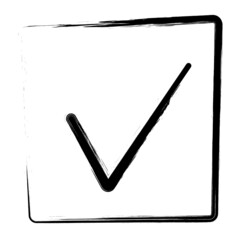 check mark with a framed brush, vector illustration.