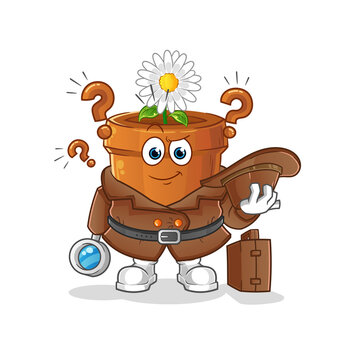 recommend clip art: flower pot detective vector. cartoon character
