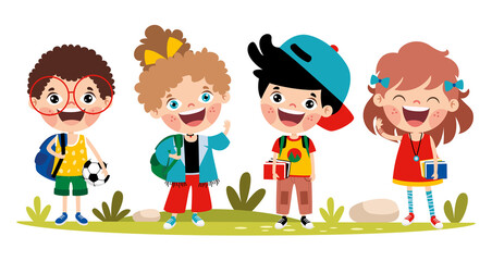 Fototapeta premium Education Concept With Cartoon Students