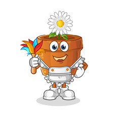 Obraz premium flower pot maid mascot. cartoon vector