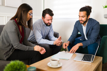 Young couple applying for a mortgage