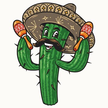 Cactus In Sombrero Shaking Maracas