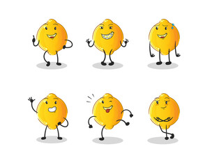 lemon happy set character. cartoon mascot vector