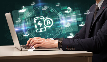 business hand working in stock market