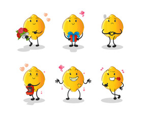 lemon love set character. cartoon mascot vector