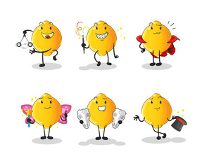 lemon magic group character. cartoon mascot vector